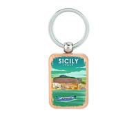 Lauthings Sicile Italie Palerme Voyage Destination Porte-clés en bois Dog Tag accessoire porte-clés
