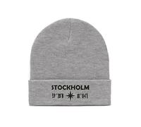 Lauthings Stockholm Coordinates Suède brodé Art Bonnet d'hiver unisexe, gris, taille unique
