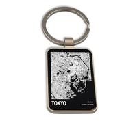 Lauthings Tokyo Japan Blueprint City Map Porte-clés en verre noir personnalisé