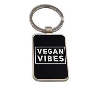 Lauthings Vegan Vibes Funny Cool Healthy Food, porte-clés en verre noir, porte-clés personnalisé