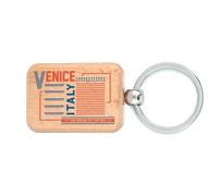 Lauthings Venice City Italy Porte-clés de voyage en bois avec plaque d'identité pour chien