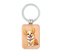 Lauthings Welsh Corgi Cartoon Dessin Porte-clés en bois Dog Tag Accessoire Porte-clés
