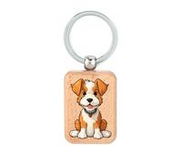 Lauthings Wire Fox Terrier Cartoon Dessin Porte-clés en bois Dog Tag Accessoire Porte-clés