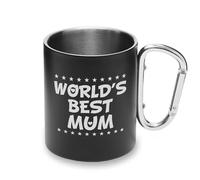 Lauthings World's Best Mum Mom Tasse en métal avec poignée mousqueton