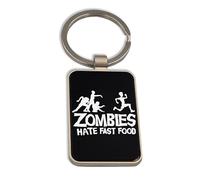 Lauthings Zombies Hate Fast Food Funny Porte-clés en verre noir personnalisé