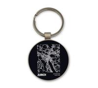 Lauthings Zurich Suisse Blueprint City Map Keychain, Black Glass Circle Design, Custom, Steel Keyring