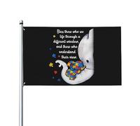 L'autisme bénit ceux qui voient la vie à travers une fenêtre différente Drapeau décoratif extérieur de qualité supérieure de 3 x 5 pieds - Couleurs vives, coupe-vent et résistant à l'eau - Idéal pour
