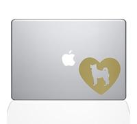 L'Autocollant Guru Cœur Akita MacBook Autocollant en Vinyle - 38,1 cm MacBook Pro (2015 et antérieurs) - Doré (1323-mac-15p-g)