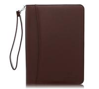Lautus Designs Porte-Documents avec Fermeture Éclair - Organisateur en Cuir PU, Bloc-Notes & Pochette Tablette 8 Pouces - Classeur pour Travail, Réunions & Voyages - Marron Foncé