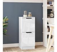 Lauuoeriau Buffet en bois blanc brillant pour maison et jardin, 30 x 30 x 70 cm