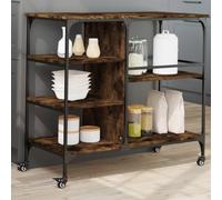 Lauuoeriau Chariot de cuisine en chêne fumé pour maison et jardin, 100 x 45 x 89,5 cm