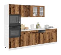 Lauuoeriau Meuble de cuisine 7 pièces pour maison et jardin en bois vieilli