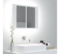Lauuoeriau Meuble de salle de bain avec miroir LED en acrylique Blanc 60 x 12 x 45 cm