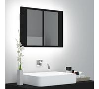 Lauuoeriau Meuble de salle de bain avec miroir LED en acrylique Noir 60 x 12 x 45 cm