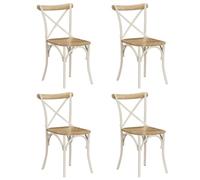 Lauuoeriau Mobilier Cross Lot de 4 chaises en bois de manguier massif Blanc