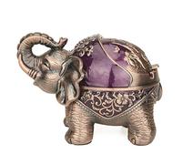 LAUYOO - Cendrier décoratif en métal avec couvercle en forme d'éléphant, coupe-vent, pour cigarettes, intérieur et extérieur, cadeau fantaisie pour homme et femme, violet foncé