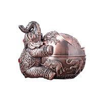 LAUYOO Cendrier vintage décoratif coupevent avec couvercle pour cigarettes Cendrier portable en métal Odeur d'intérieur ou d'extérieur sculpté à la main Cadeau fantaisie pour homme et femme