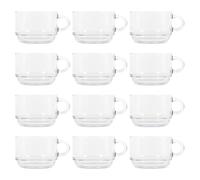 LAV 12x 270ml Cozy Tasses à Café en Verre Empilables - Clair - Latté Thé Chocolat Chaud Cappuccino Expresso Tasses à Boire Verres Set avec Poignée