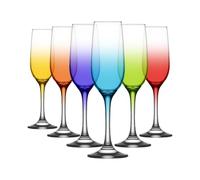 LAV 215ml Fame Flûtes à Champagne en Verre - Couleurs Complètes - 6X Reusable Mariage Anniversaire Fête Prosecco Vin Cocktail Verres