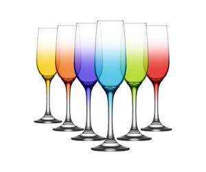 LAV 215ml Fame Flûtes à Champagne en Verre - Couleurs Complètes - 6X Reusable Mariage Anniversaire Fête Prosecco Vin Cocktail Verres