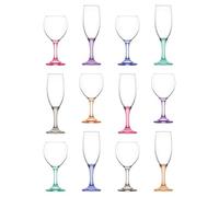 LAV 260ml Misket Ensemble de Verres à Pied - Tige Colorée - 6X Lavable au Lave-Vaisselle Verre Mariage Noël Anniversaire Fête Boire Verrerie Gobelet Cadeau