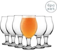 LAV 6 pièces Angelina Classique Tulip verre à bière Set - Grand bol en forme de verres à bière artisanale - Clear - 570ml