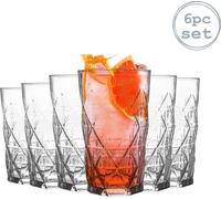 LAV 6 pièces Khéops Art Déco Verres Highball Set - Vintage Cut Glass Long Drink Cocktail Tumblers - 460ml