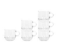 LAV 6X Clair 90ml Cozy Tasses à Expresso en Verre Empilables - Café Latté Thé Chocolat Chaud Macchiato en Buvant Tasses Verres Ensemble avec Poignée