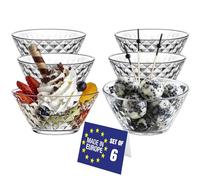 LAV Bols à Dessert en Verre Cristal Moderne - Lot de 6, 330ml, 100% SANS PLOMB - Empilables, Coupes et Saladiers pour Dessert et Sauces