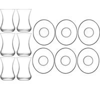 LAV Demet Verres à thé avec soucoupe 135 ml - Set de 12 pièces pour 6 personnes