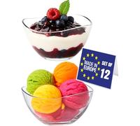 LAV Dessert Bols en Verre, Lot de 12, 215 ml, SANS PLOMB Verres à Dessert, Bols à Dessert en Verre, Bol à Crème Glacée en Verre, Bol à Tremper pour Tasses à Dessert, Sauces à Collation