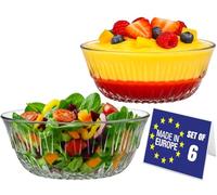LAV Élégance Bols en Verre, Lot de 6, 345ml 100% SANS PLOMB Bols à Dessert en Verre, Coupelles en Verre, Bols à Sauce Empilables, Verre à Dessert, Bols à Pudding, Tasses Sauces à Collation