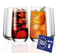 LAV Grand Verres à Longdrink Lot de 6, 480ml, 100% SANS PLOMB Verres à Cocktails, Verres à Mojito, Verres à Eau Lavables au Lave-vaisselle, Verres Highball, Verre à Jus, Verre Apéro