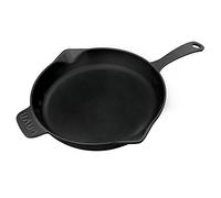 Lava Cookware Fonte Émaillée Poêle grill avec poignée en métal, 2 Bec verseur, rond 28 cm, noir