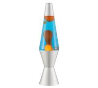 LAVA® - Lampe Lava 2117, cire orange, liquide bleu, socle et capuchon argentés, lampe à mouvement de marque LAVA® originale de 14,5 pouces