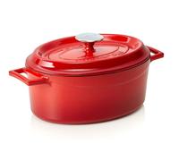 LAVA Marmite Cocotte avec couvercle en fonte émaillée Rouge de 3,9 litres
