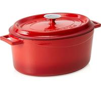 LAVA Marmite Cocotte avec couvercle en fonte émaillée Rouge de 7,0 litres