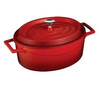 LAVA Marmite ovale en fonte 6,4l, 25 × 31 cm rouge avec couvercle