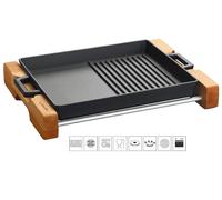 LAVA METAL Assiette duo en fonte 26x32cm avec base en bois