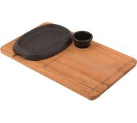 LAVA METAL Plaque en fonte 12x19 cm avec grande base en bois