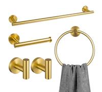 Lava Odoro Ensemble de matériel de Salle de Bain 5 pièces en Acier | Lava Odoro Ensemble porte-serviettes doré en acier inoxydable à fixation murale, 60 cm