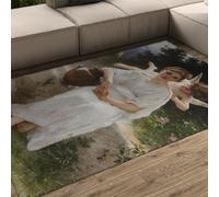 Lavable en Machine 180x200cm Tapis pour Salon Chambre à Coucher Adolphe Bouguereau Décoration intérieure Murmures d’Amour Tapis Doux et Doux Non Couvert