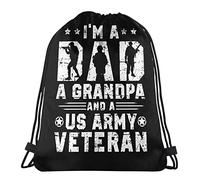 Lavable en Machine Sac De Jeu Je suis Papa, Grand-Père Et Vétéran De L'Armée Américaine. Rien Ne Me Fait Peur. Sacs À Cordon Sports Sac À Cordon Serrage pour École, Les Voyages, Natation