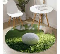 Lavable en Machine Tapis Rond 150 cm Doux Antidérapant, Photographie Herbe Terre Globe Impression Tapis Rond pour Chambre à Coucher Salle de Bain Couloir Décoration D'intérieur, Vert