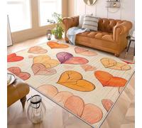 Lavable Machine doux Pelucheux Antidérapant Tapis Thème de cœur d'amour peint à la main Poils courts Tapis Imprimé 120x180 cm Jaune pour Salon Chambre couloir et salle Entrée Paillasson Chien