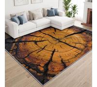 Lavable Machine Tapis Naturel écologie Dessous Antidérapant, Section transversale de tronc d'arbre cernes de croissance Tapis Pile Courte 80 x 150 cm Pour Salon Salle à manger Chambre Cuisine Entrée