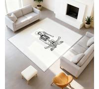 Lavable Minimaliste Gothique Dessin Animé Tapis Tête de Mort en Méditation Noir et Blanc Tapis - Tapis Décoration Sol pour Salon Chambre - Idéal Salle de Jeux Couloir Paillasson, 90 x 150 cm