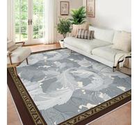 Lavable Moderne 180x270 Area Tapis William Morris carpette for Salon Chambre Slate Blue Steel Gray Descente de lit Soft antiderapant Non Shedding Vintage botanique Dark Brown Border Cuisine Decor