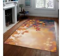 Lavable Salon Grands Tapis Automne Eucalyptus Feuilles Fond Brumeux Tapis Moderne Doux Antidérapant pour Chambre Entrée 140x200cm
