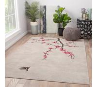 Lavable Tapis 90x150 Area carpette for Salon Japanese Sakura Cherry Descente de lit Chambre Salle a Manger Large Soft Thin with antiderapant Rubber Backing Beige Under Desk Tile Floor Protector